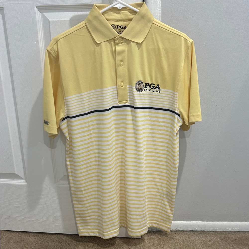 Men's Yellow Striped Polo Shirt PGA GOLF CLUB